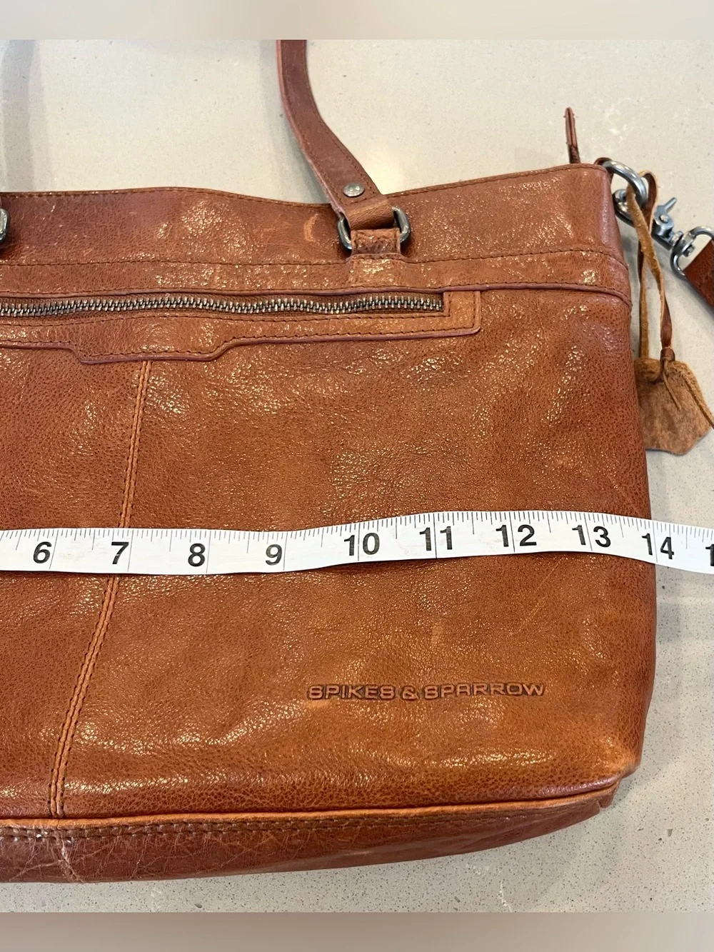 Spikes & Sparrow Brown Leather Laptop Shoulder Tote Bag Pockets Unisex